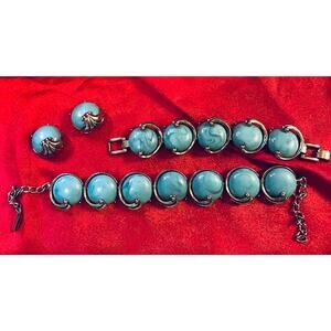 **SALE** Chunky Demi Parure Turquoise Necklace, Bracelet and Earrings